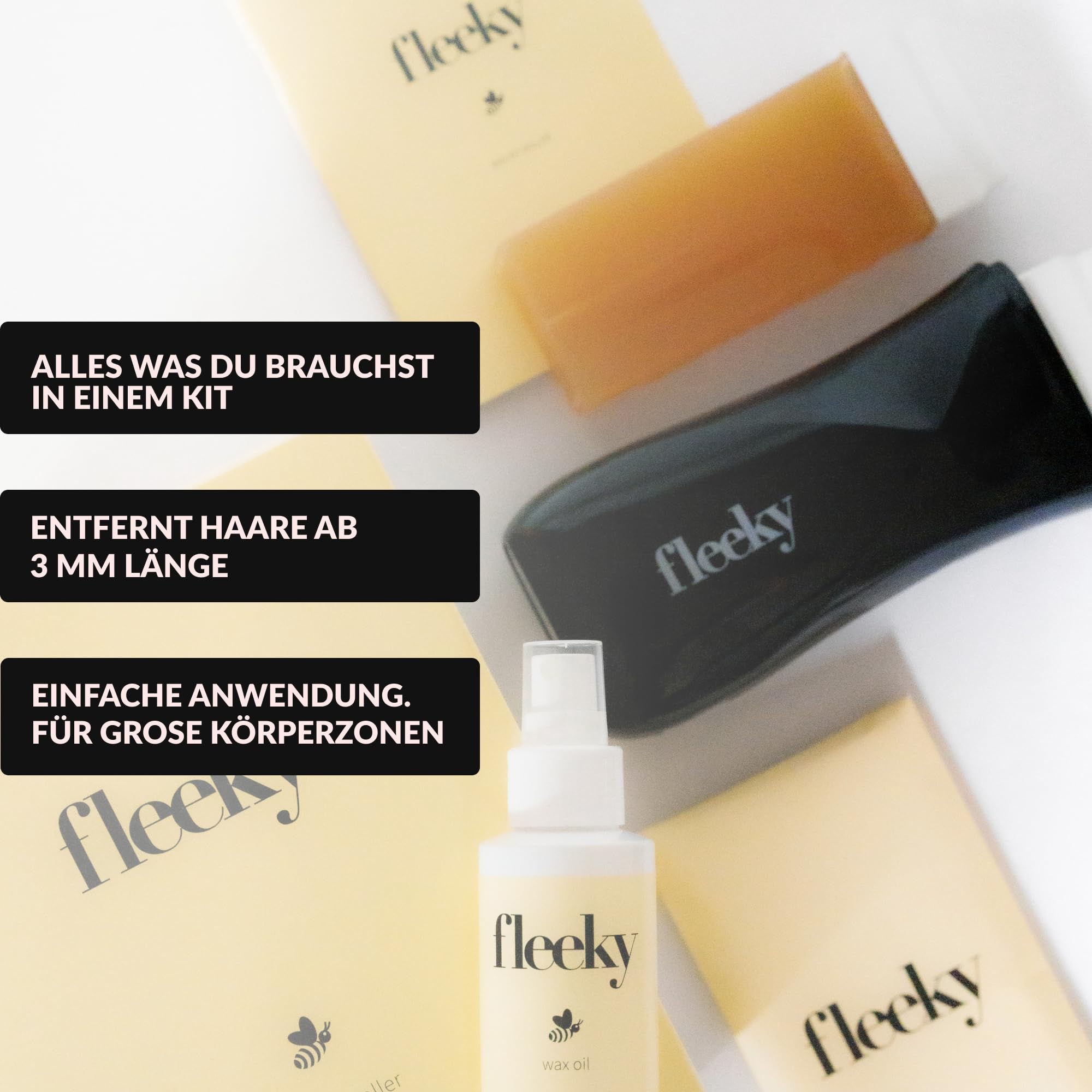 fleeky Wax Roller Kit - elektrisches Roll on Komplett-Set mit Warmwaxgerät für seidenglatte Haut on fleek, professionelle Ergebnisse und anfängerfreundliche Handhabung