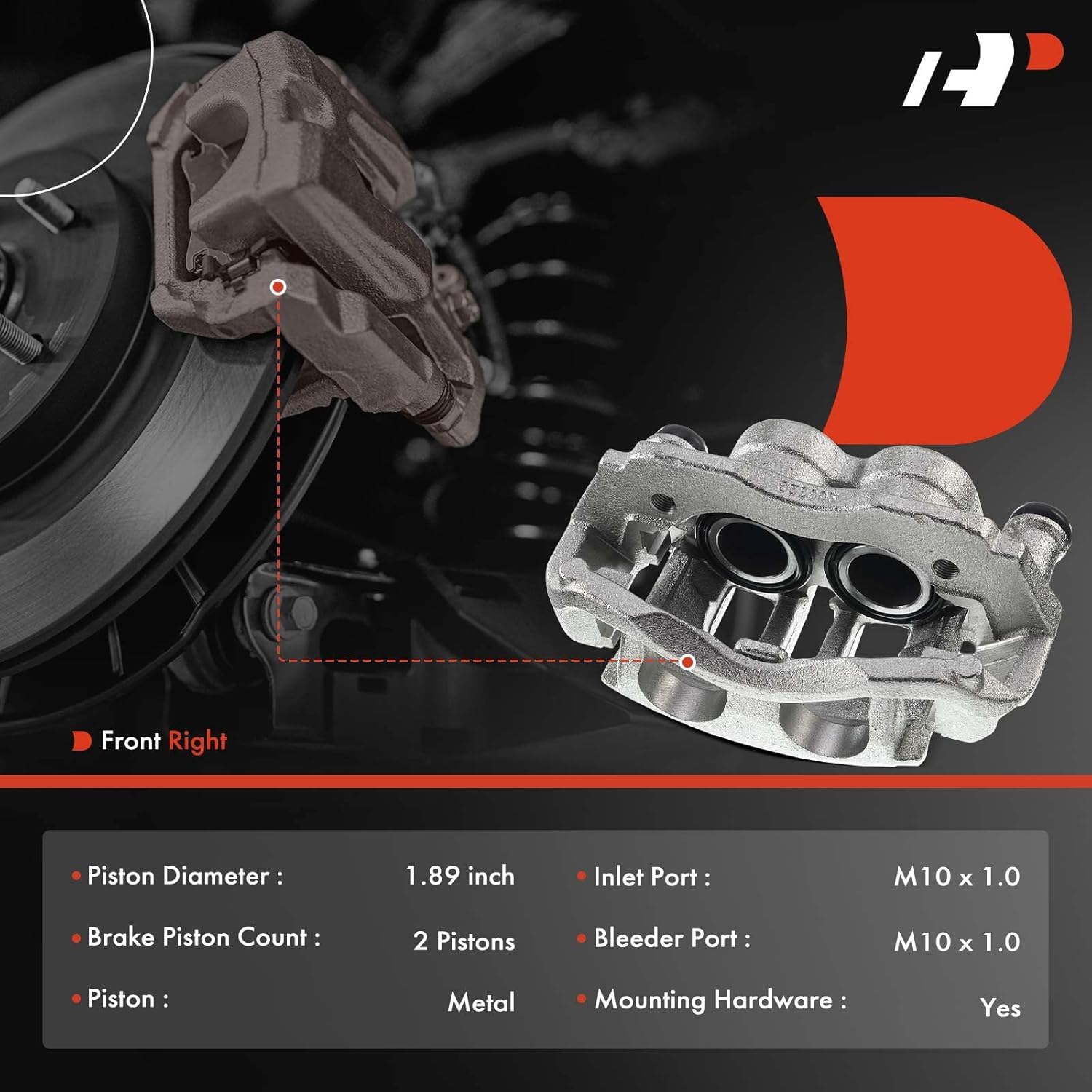 A-Premium Disc Brake Caliper Assembly with Bracket Compatible with Select Dodge, Freightliner and Mercedes-Benz Models - Sprinter 2500 2007-2018, Sprinter 2007-2008, Van - Front Right Passenger Side