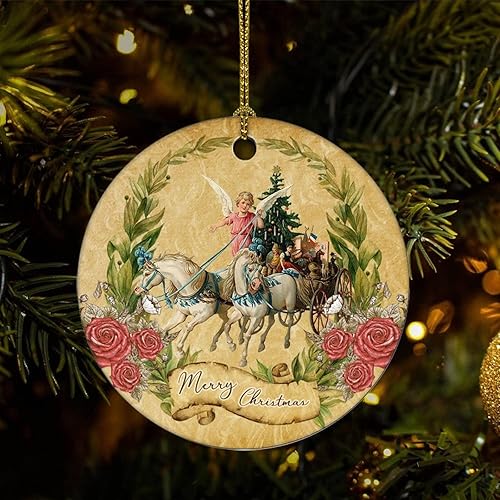 Cheyan Funny Retro Christmas Theme Christmas Porcelain Ornament Home Decorations Christmas Pendants Childs Christmas Tree Hanging Ornament