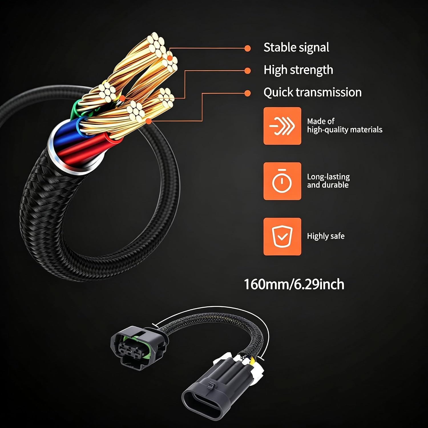 HiSport LS1 LS2 LS7 to LS3 L99 L76 LSA LS9 ZR1 MAP Sensor 558-416 12592525 Adapter Harness Plug-and-Play Conversion Replacement for GM LS Engines 18CM Long 16 Wire Gauge