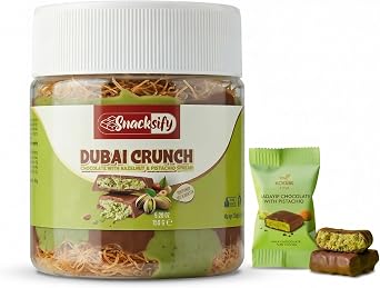 Dubai Crunch Pistachio Chocolate Spread with Crispy Kataifi 150g + 13g Pistachio Chocolate Bite   Creamy Pistachios & Hazelnut Cocoa Spread, Crunchy Kadayif for Breakfast & Desserts