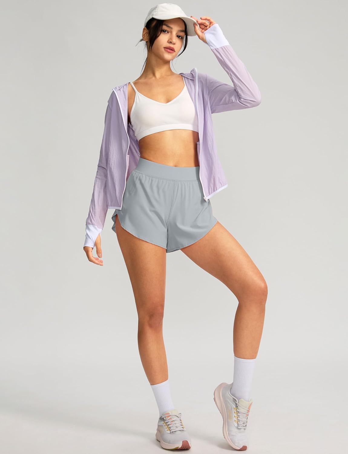 Soothfeel High Waisted Athletic Running Shorts for Women Dolphin Short High Split Quick Dry Gym Workout Shorts with Liner - Image 3