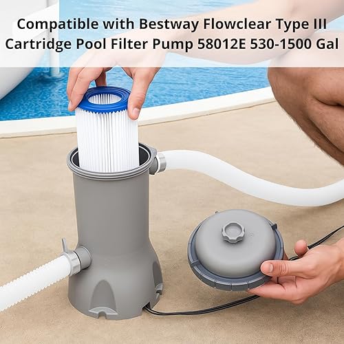 Miniatura 4 de Nispira Filtro de piscina de repuesto para bomba de filtro de piscina Bestway Flowclear tipo III 58012E 1000-1500 galones  Paquete de 2