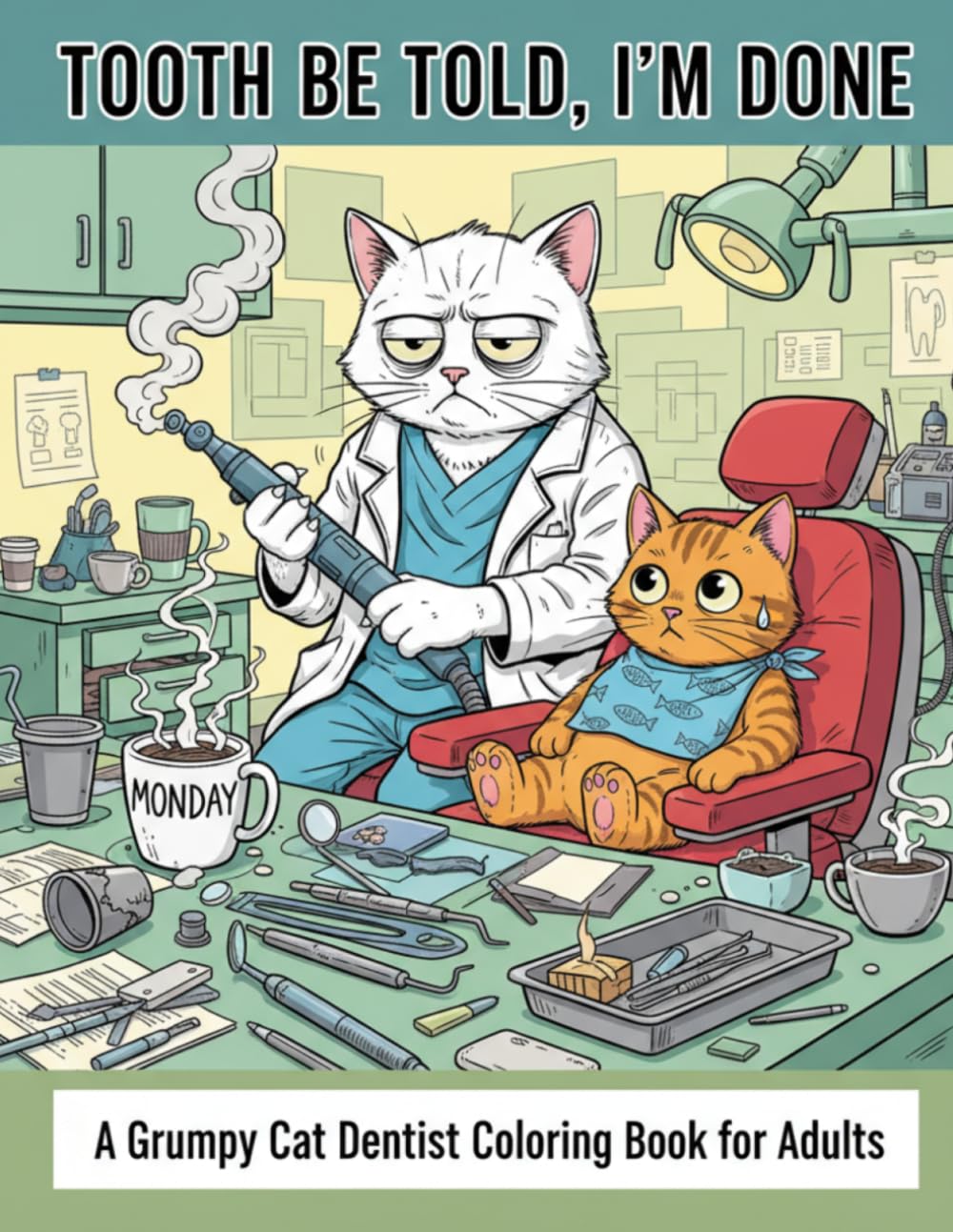 TOOTH BE TOLD, I’M DONE: A Grumpy Cat Dentist Coloring Book for Adults Who Are Out of Floss, Out of Patience, and Running on Empty — Because Sometimes ... Need to Fill Your Cup (Not Just Cavities)