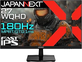 JAPANNEXT 27インチ FAST IPSパネル搭載 180Hz対応 WQHD(2560x1440)解像度 ゲーミングモニター JN-i27G180Q HDMI2.1 DP HDR 1ms(OD時:GTG/MPRT) PS5 WQHD:120Hz接続 PBP/PIP 【2年保証】
