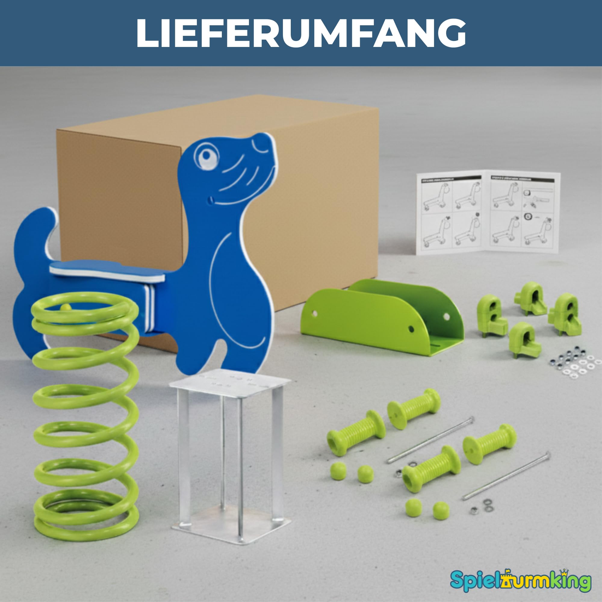 Federwippe Seehund Schaukelwippe DIN EN 1176 geprüftes | Wipptier für öffentliche Spielplätze, Kindergarten und Kommunen aus HDPE Kunststoff Federtier inkl Bodenanker