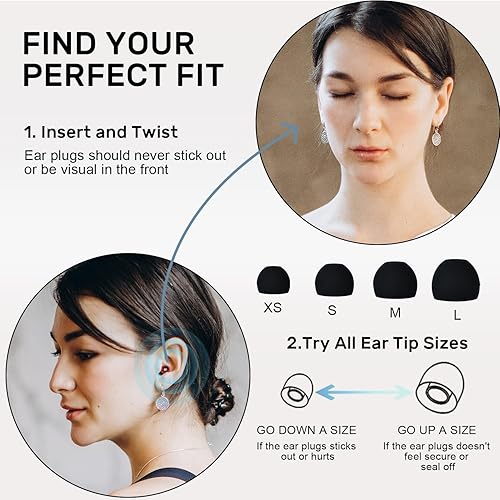 Miniatura 4 de NRR - Tapones para los oídos con cancelación de ruido para dormir, 33 dB, tapones para los oídos de silicona súper suaves y reutilizables para