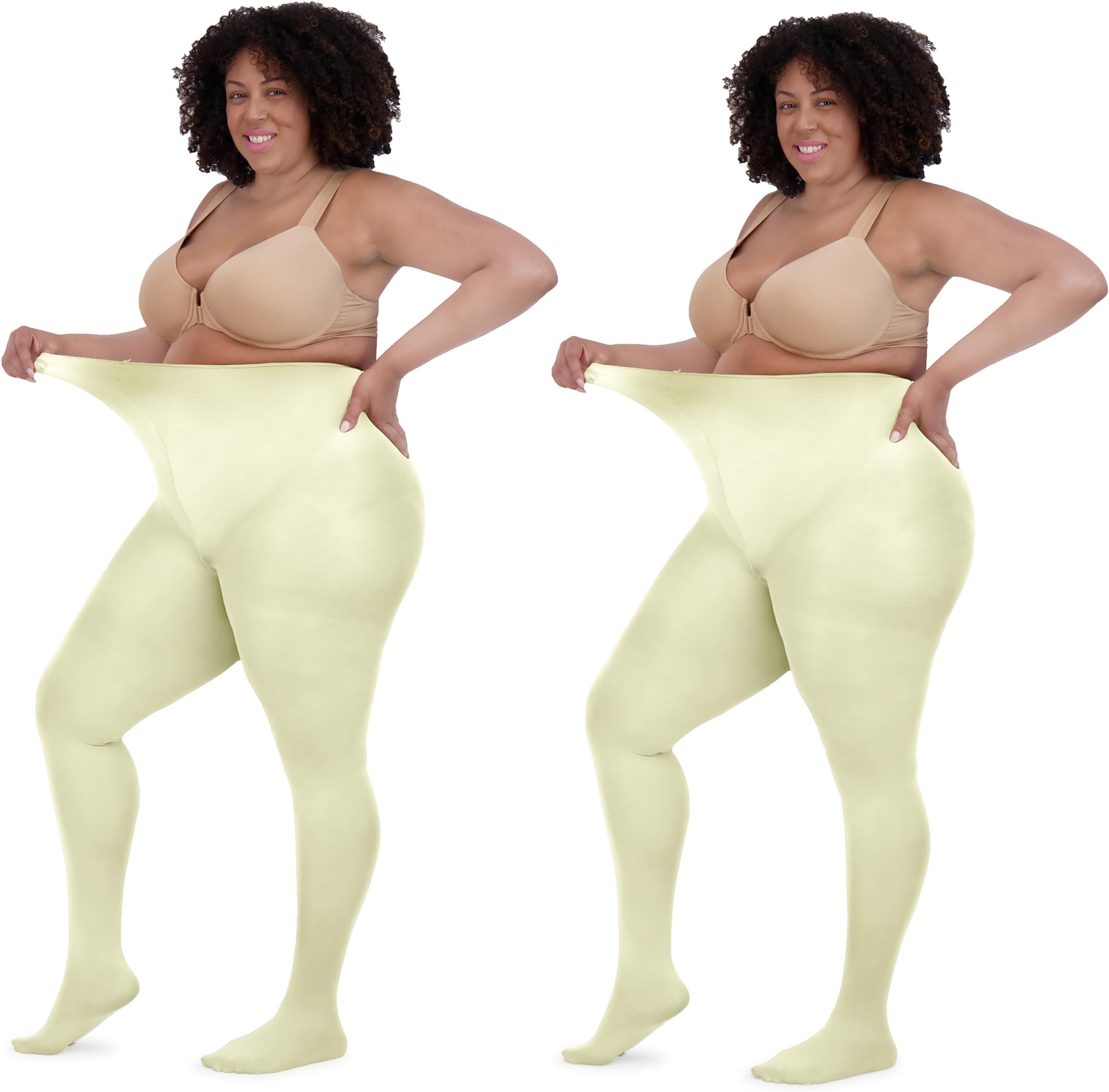 LISSELE Opaque Plus Size Tights for Women - Microfiber, Run Resistant Toe Plus Size Stockings - Footed Tights Pack, 1X-8X