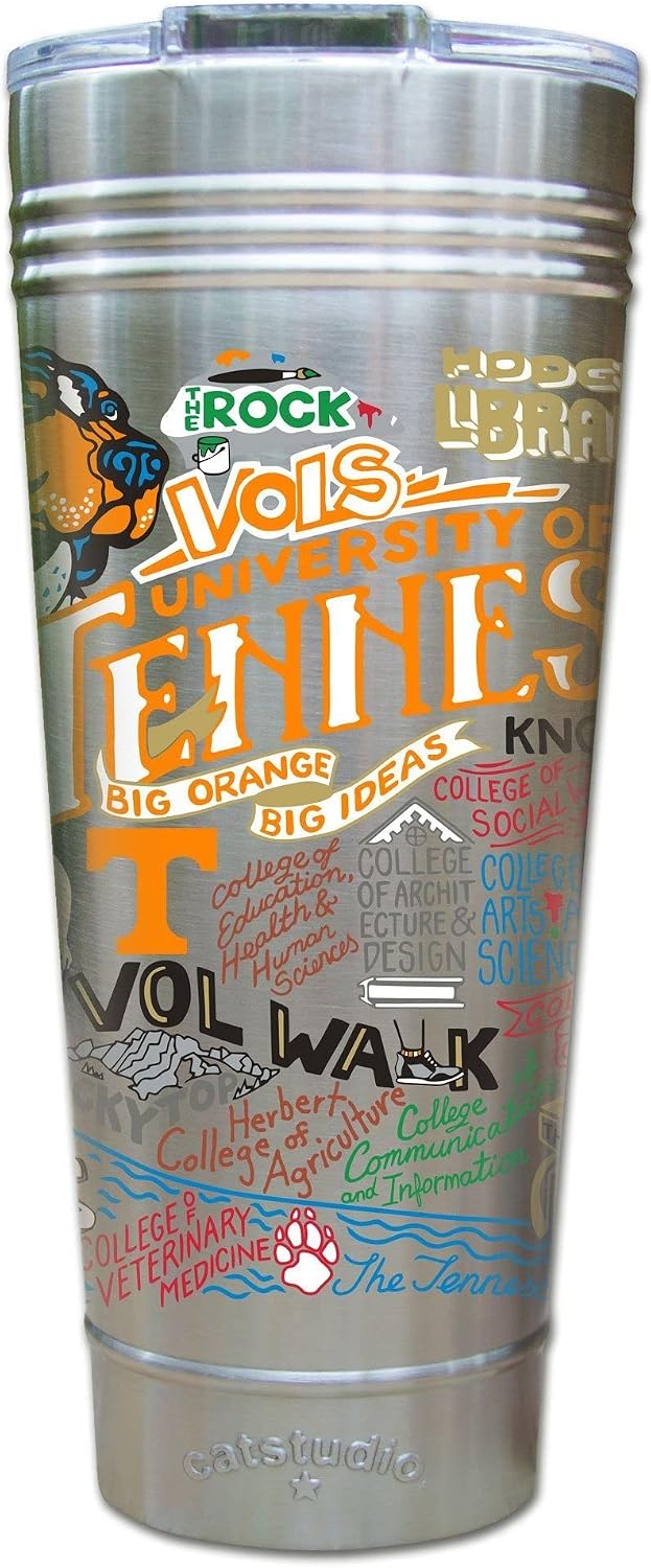 catstudio Tennessee, University of Collegiate Thermal Tumbler | Triple Wall Insulation With Non Slip Bottom | Great College Travel Cup for Water, Coffee, Tea, or Smoothies