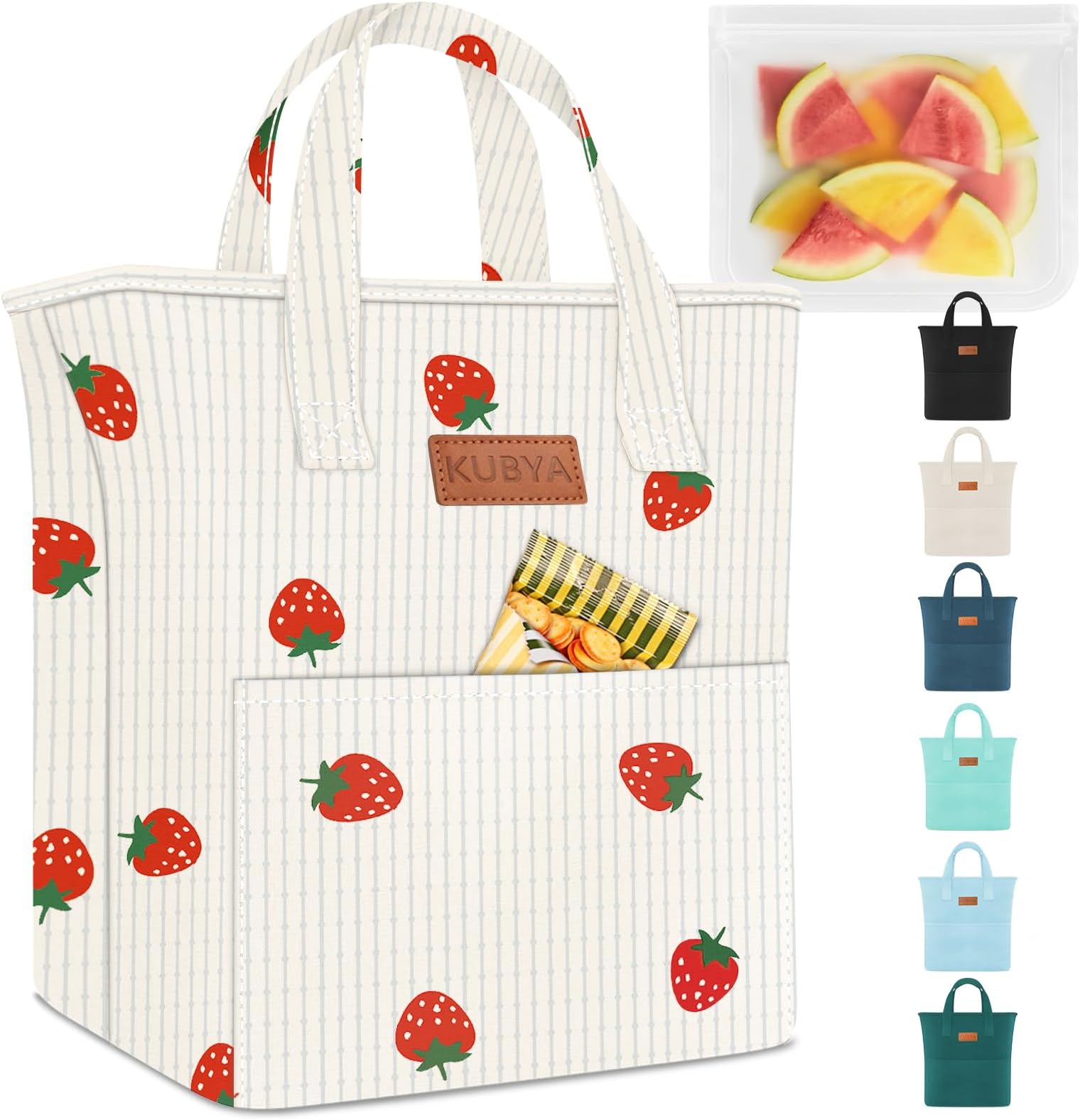 Lunch Box Lunch Bag for Women Adult Men Insulated Cooler Lunch Boxes Simple Reusable Lunchbag Cute Lunchbox Large Capacity Lunch Tote Bags for Picnic or Work, Included Food Storage Bag