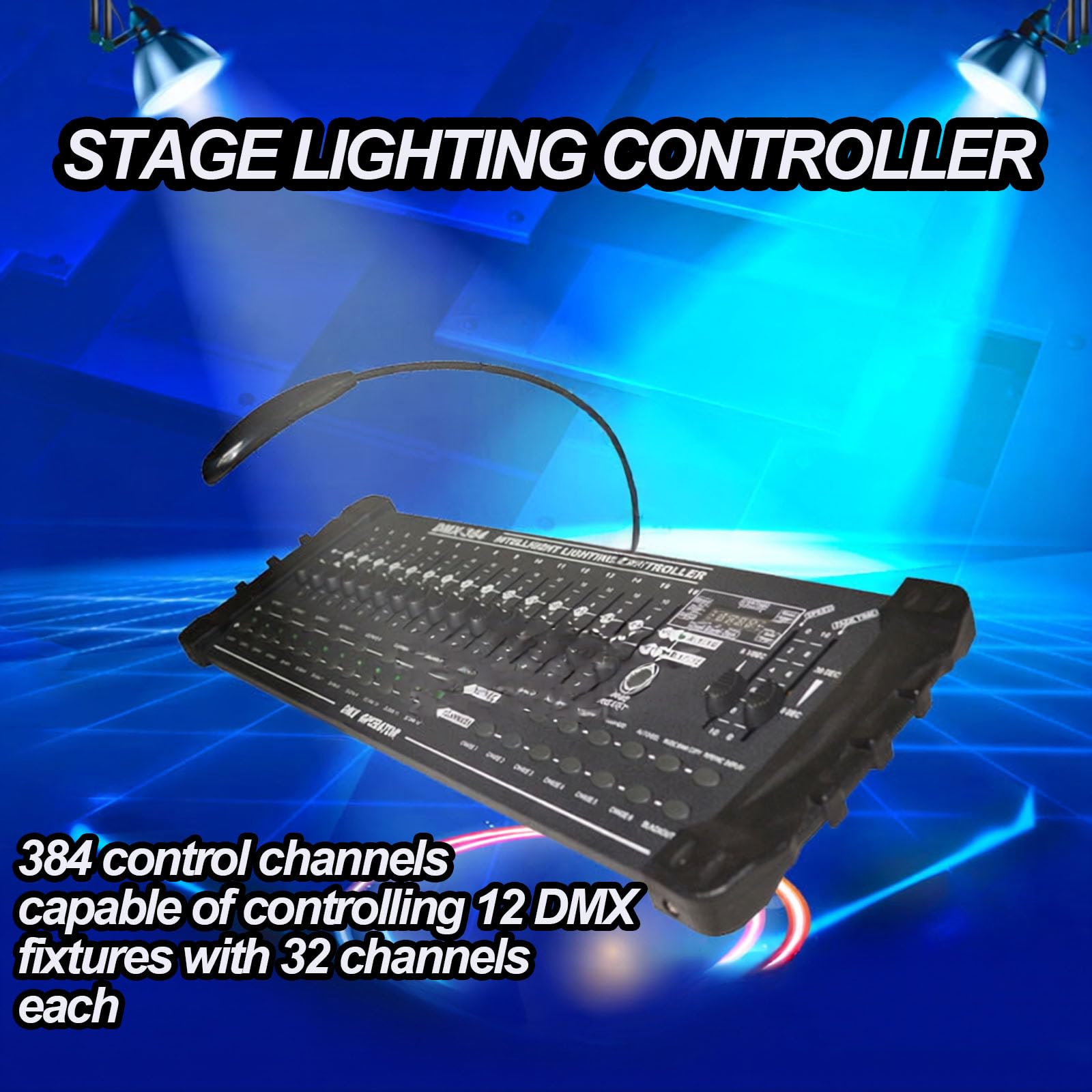 Dmx512 Bühnenlichtsteuerung, 384-kanal-minikonsole, Eingebauter Mikrofonkopf, 4-stellige Digitalanzeige, Lichtsteuerung Für Djs, Clubs, Bühnenshows, Partys
