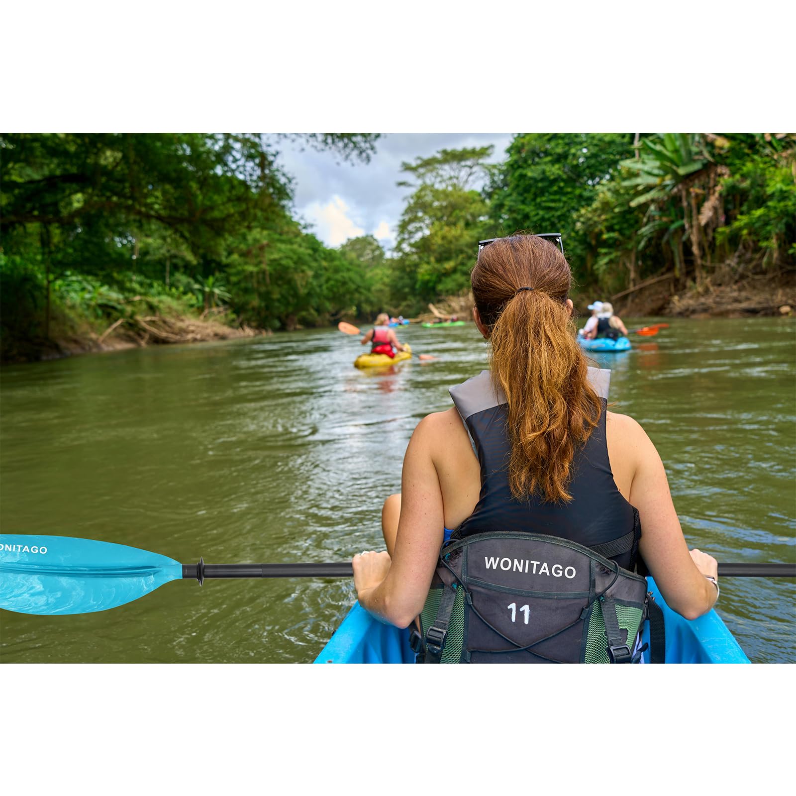 kayak paddles with alloy shaft and pp blade, floating kayaking oars, adjustable 230-250 cm/90-98 inches, 210-230 cm/82-90 inches