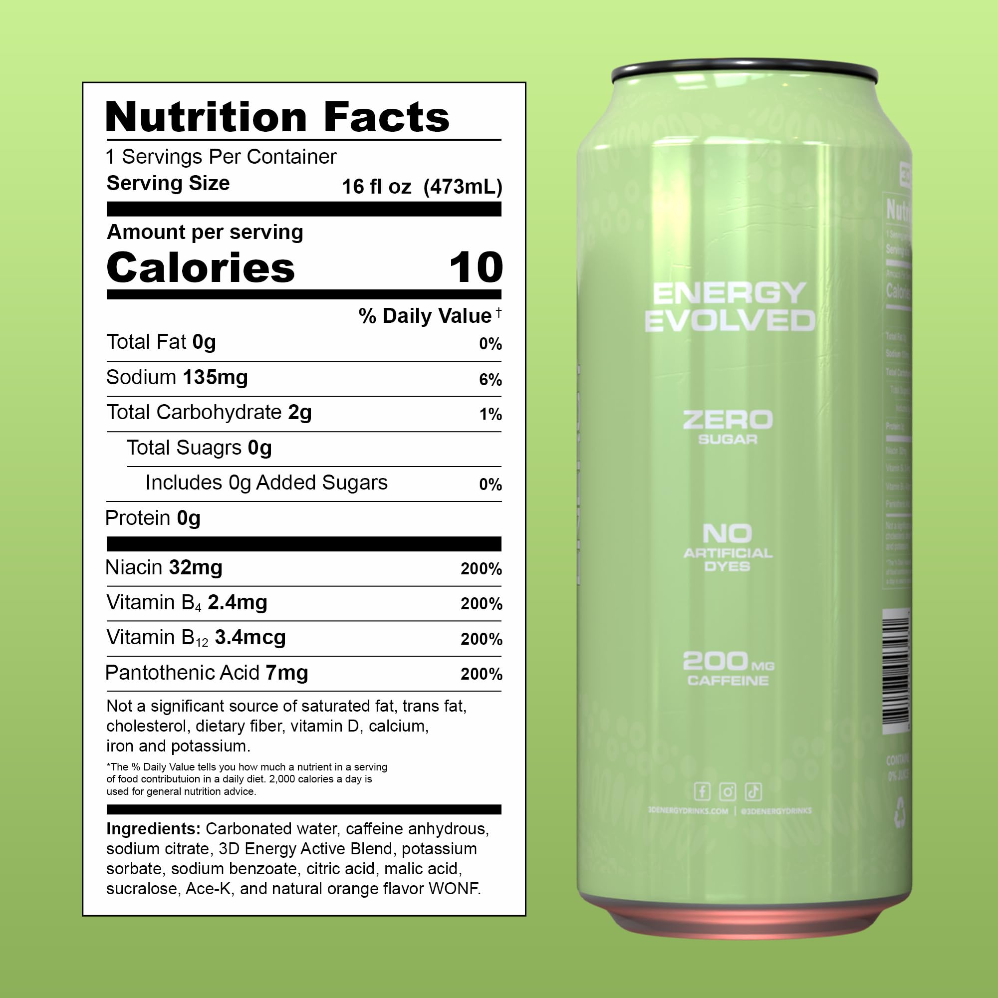 Amazon.com : 3D Energy Drink – Sugar Free, 200mg Caffeine, Pre