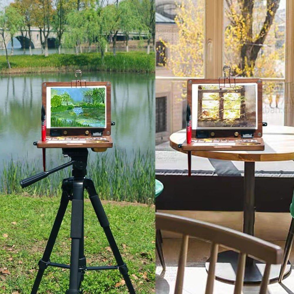 Paleta Portátil, Paleta De Madera, Caja De Pintura Óleo Multifuncional, Paleta De Cuaderno De Bocetos, Herramienta De Pintura De Acuarela para Viajes Aire Libre para Estudiantes