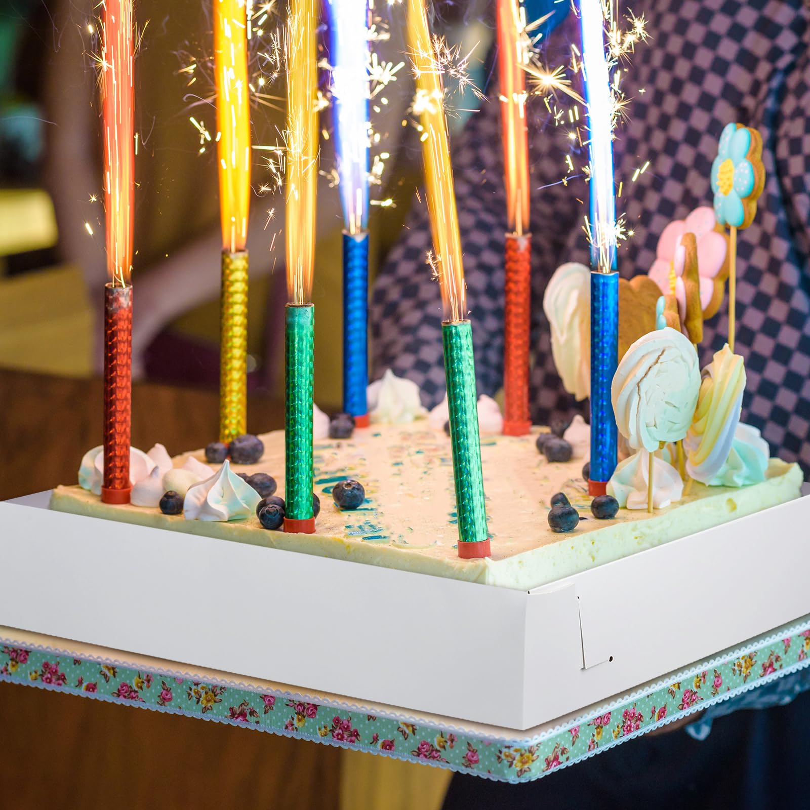 Confezione da 12 scatole per torte, 66 x 45 x 10 cm, senza finestra, per torte, feste, pane, cucina, panetteria, casa, compleanno (bianco)