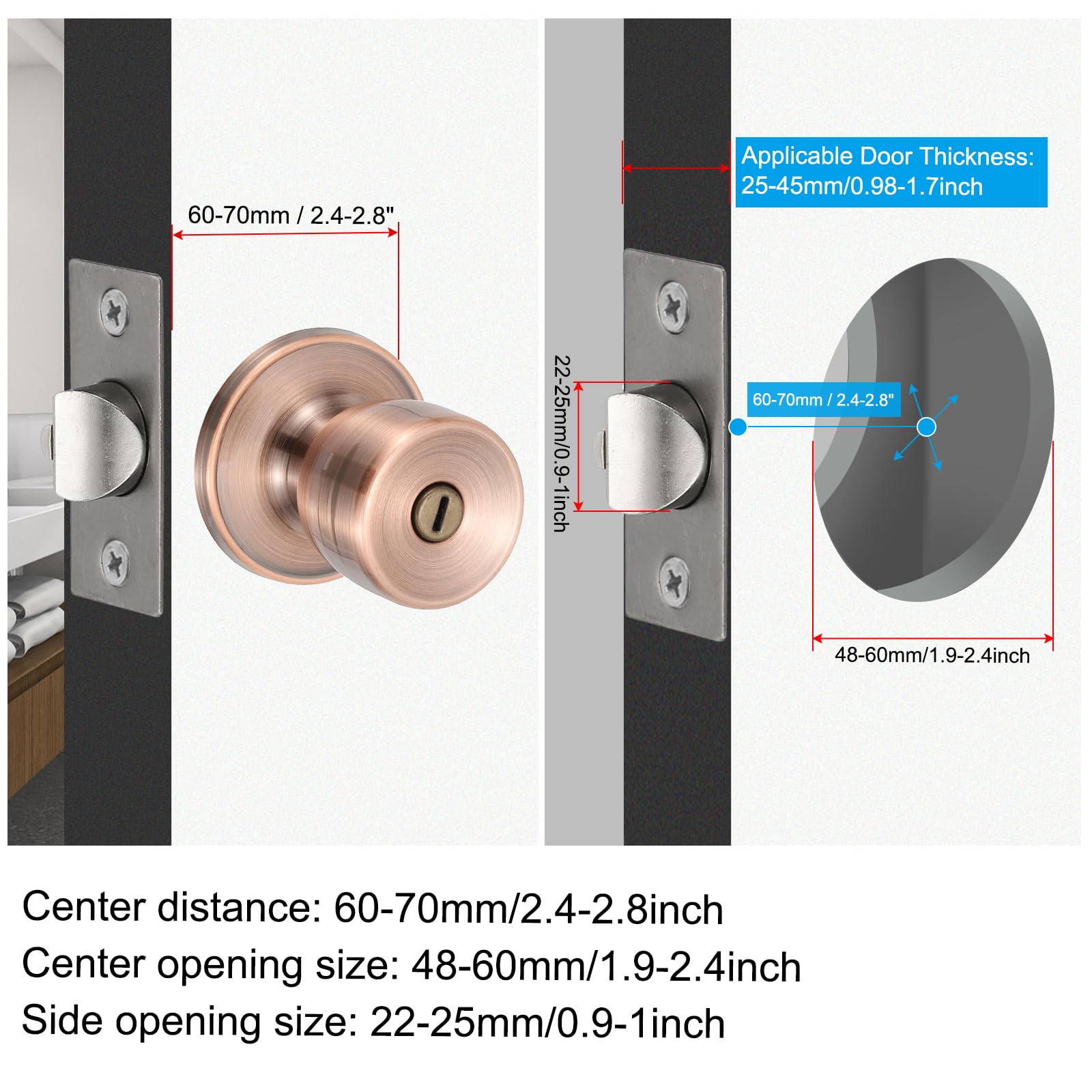 PATIKIL Privacy Keyless Door Knobs Interior - Image 4