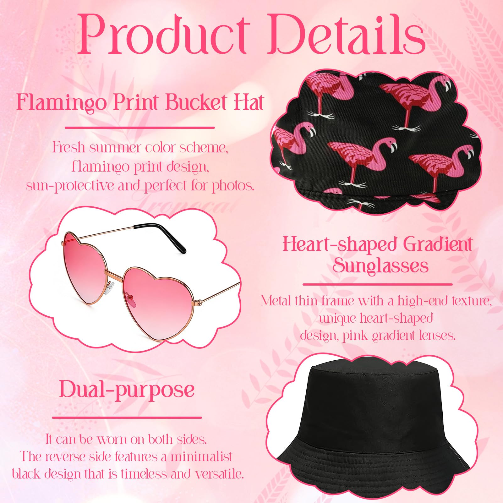 Sombrero de Pescador Flamenco, Sombrero del Pescador Mujer con Gafas de Sol Corazón, Sombreros para El Sol de Pesca, Protección UV Sombreros, Ropa y Accesorios De Moda