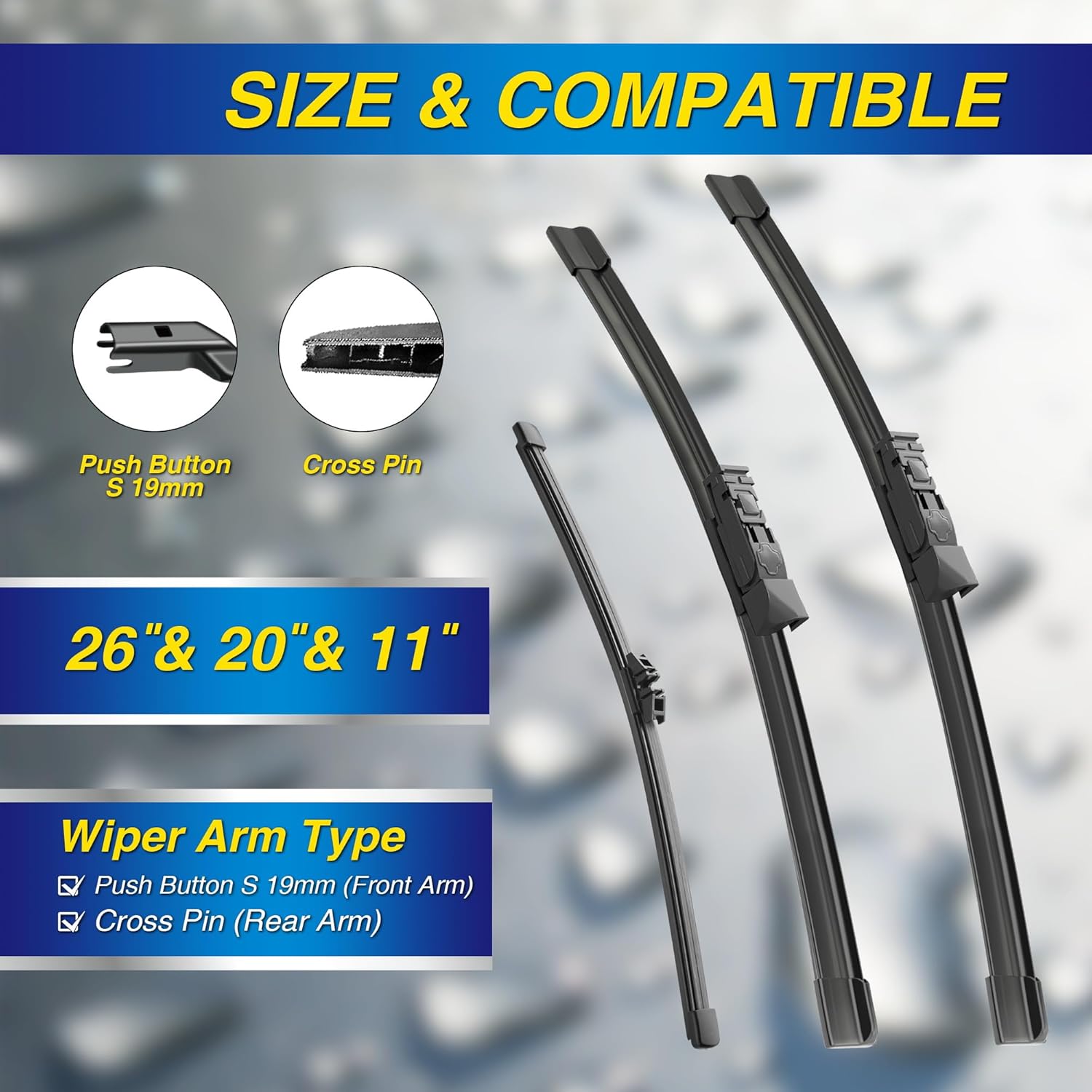 5 PLUS® Silicone Windshield Wipers Replacement for 2018-2023 BMW X3 Wiper Blades(Set of 3),Automotive Replacement Windshield Wiper Blades For My Car-26"/20"/11"