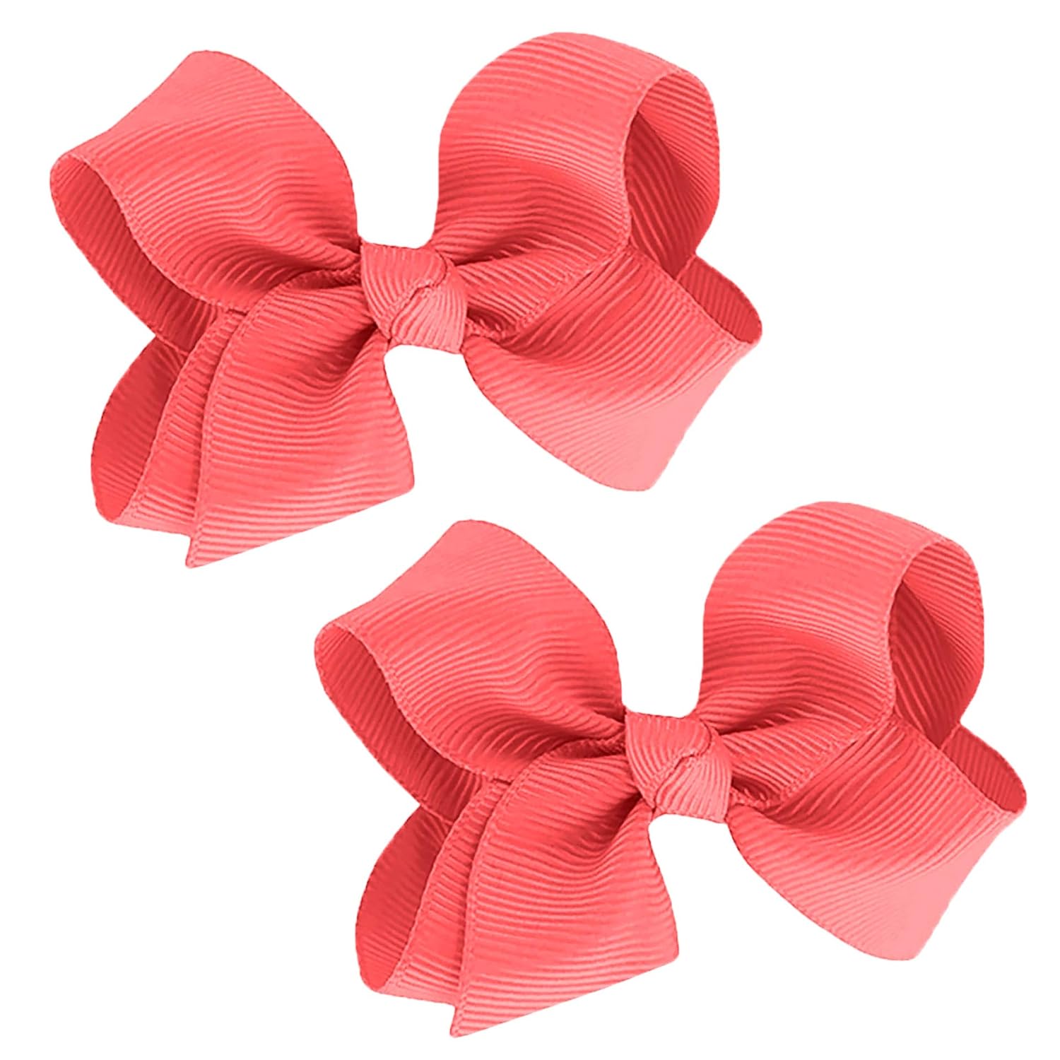 Baby Girls Set of 2 Small Grosgrain 3" Pigtail Hair Bows Alligator Clips (Watermelon)