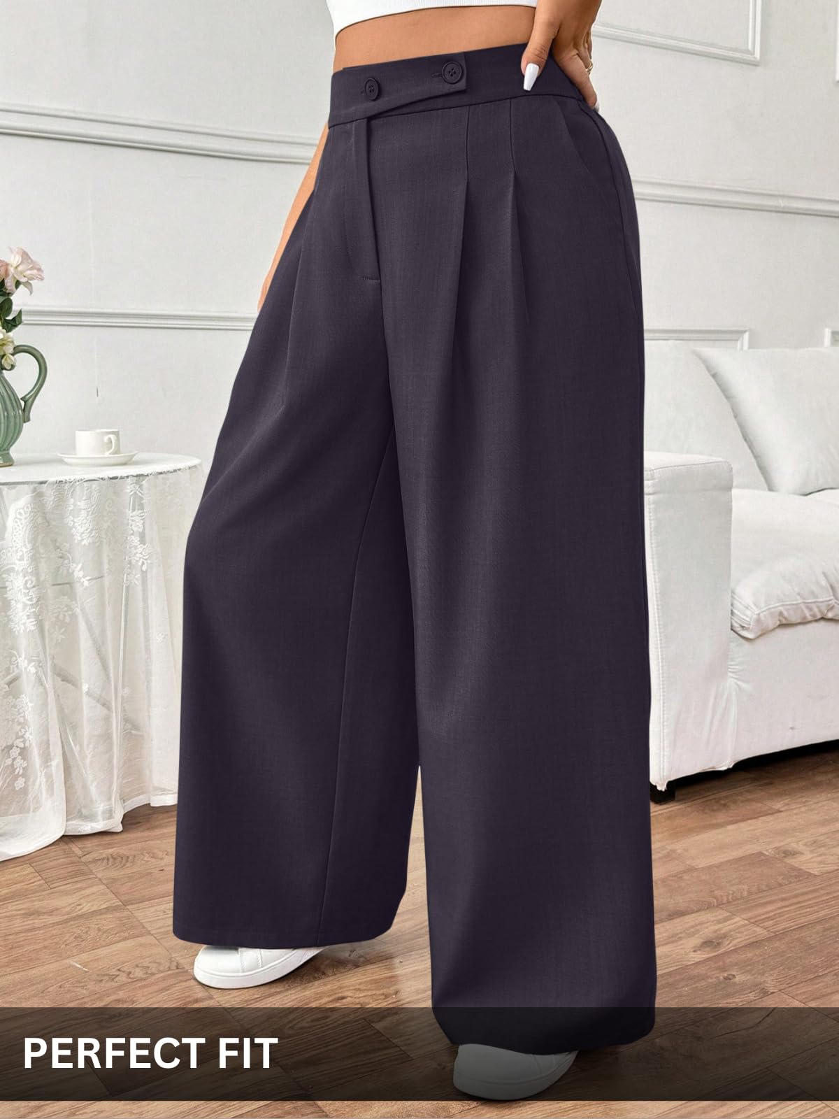 GRECIILOOKS Pantalón Mujer | Cintura alta acampanada estilo coreano | Pantalones formales para mujer | Pantalones de chándal elegantes para universidad y eventos (tallas grandes disponibles)