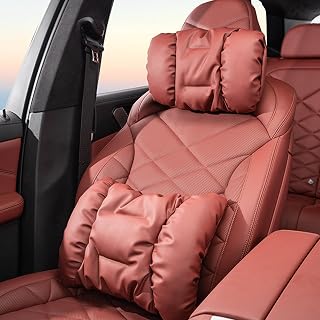 2 Pack 2025 Skin-Friendly Leather Neck Headrest for BMW New X3 X5 X2 X4 X1 X6 3 Series,3 4 5 Series IX Car Neck Pillow Anti Soiling Bubble Cotton (Red-bm-2)