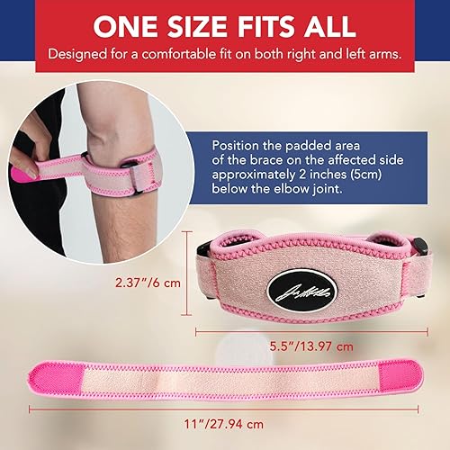 Miniatura 5 de Codera de tenis y banda ajustable para el brazo para aliviar el dolor de tendinitis, codo de golfistas para hombres y mujeres, cómoda envoltura