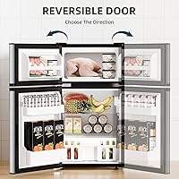 Vista 3 de Antarctic Star - Refrigerador compacto con congelador, mini refrigerador de 2 puertas, estante ajustable, termostato ajustable, para dormitorio