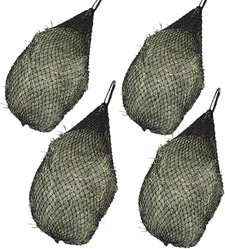 Country Pride Ultra Slow Feeder Hay Net, 1-Inch Openings to Slow Hay Consumption, Durable Woven Design, Top-Loading, Holds 5-6 Flakes, Compatible with Hay Hoops, 42-Inch, 42-Inch, 4 Pack Black