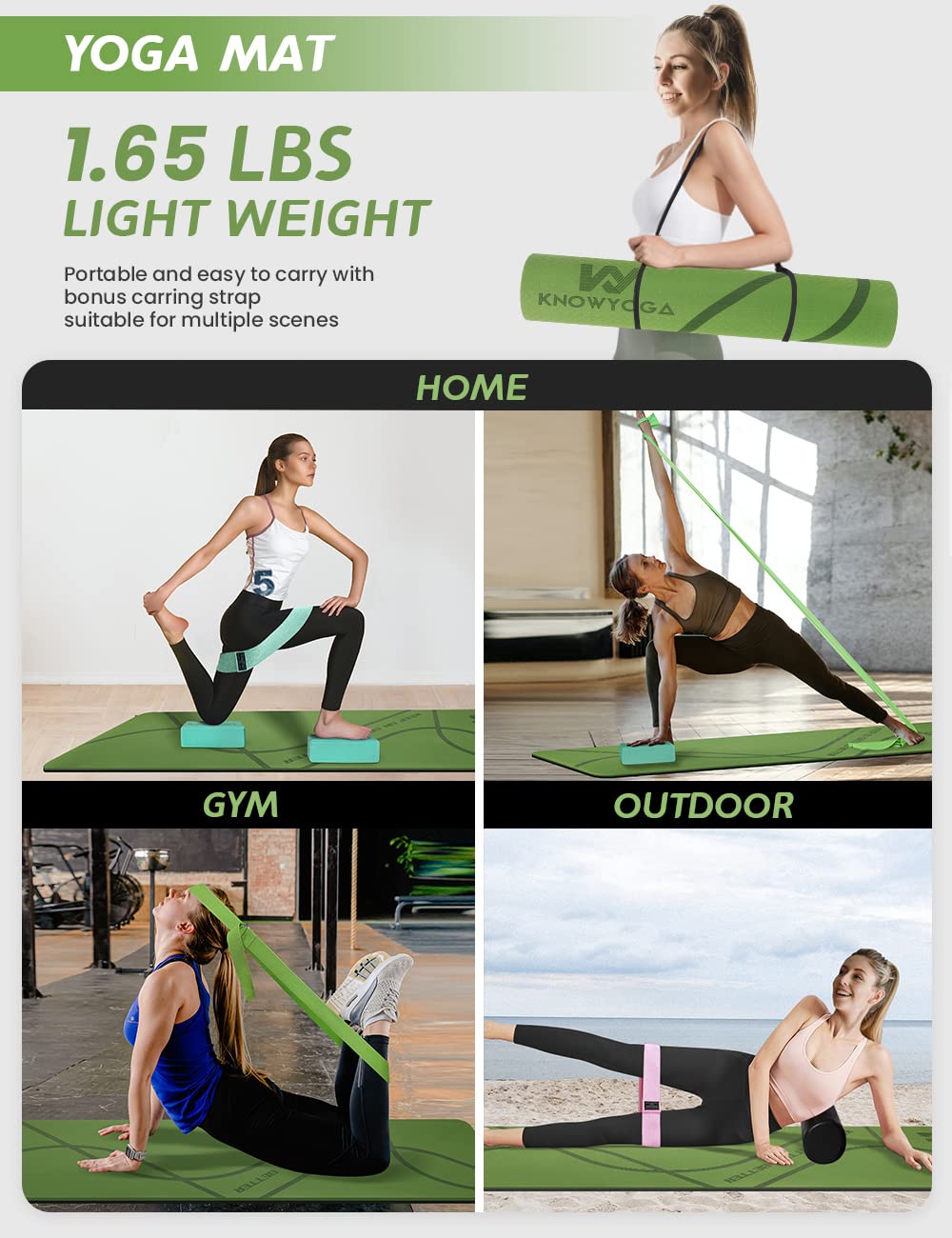 Kit de iniciación de yoga 12 en 1: el juego de yoga incluye esterilla de yoga, rodillo de espuma, 4 bandas de resistencia, bloques de yoga, paquete de 2 con correa, 2 bolas de masaje de maní,