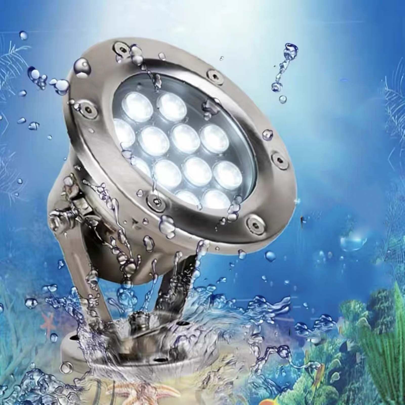 Projecteur LED submersible RGB 9W pivotant et étanche IP68 pour éclairage de piscine