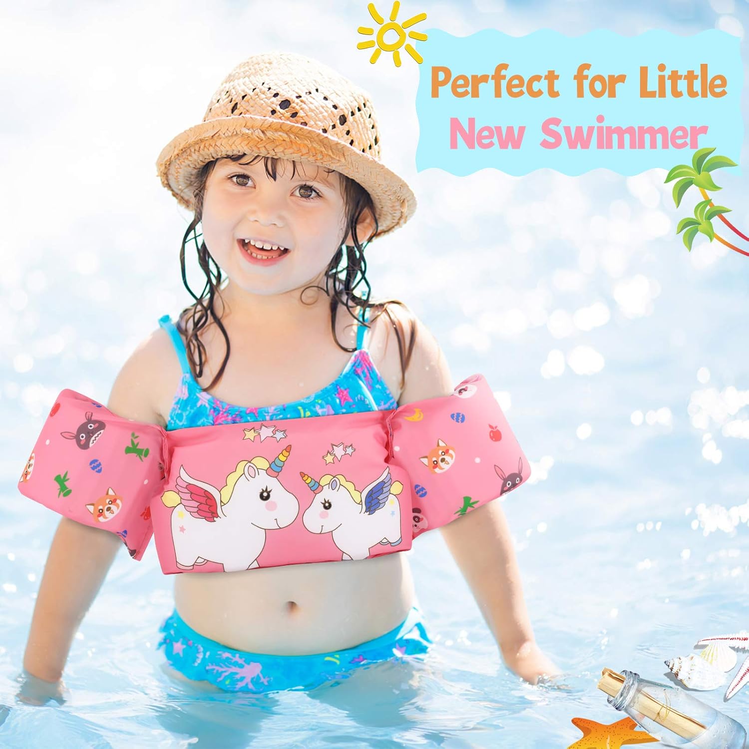 HeySplash Kids Swim Vest, Toddler Swim Arm Sleeves Learn-to-Swim Water Wings Swim Arm Band Floats with Adjustable Strap and Secure Buckle for 20-50 lbs - Pink Unicorn : Everything Else