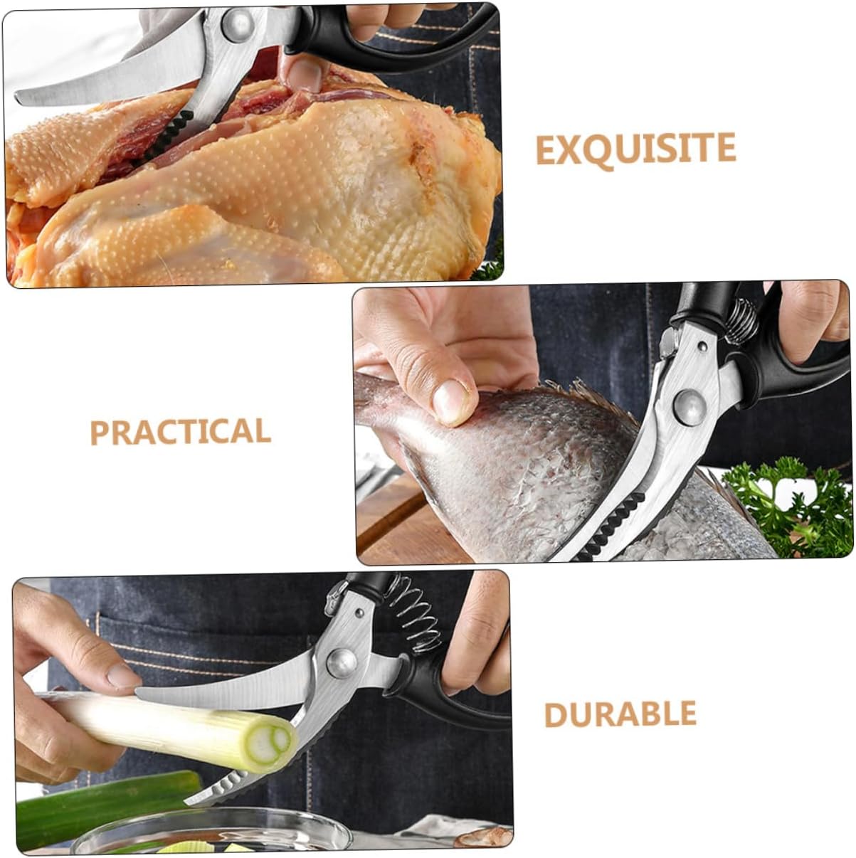 KICHOUSE Heavy Duty Chicken Shears Spring-Loaded Poultry Scissors for Meat and Bone Cutting Dishwasher Safe Kitchen Utility for Home Cooks