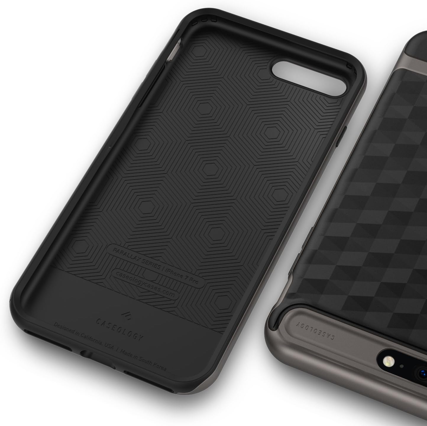 Caseology Parallax for Apple iPhone 8 Plus Case (2017) / for iPhone 7 Plus Case (2016) - Award Winning Design - Black/Warm Gray