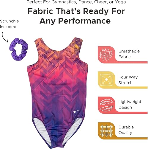 Miniatura 4 de Destira Leotardo de gimnasia para niñas súper suave cómodo elástico estilo sin mangas traje de gimnasia a juego incluido