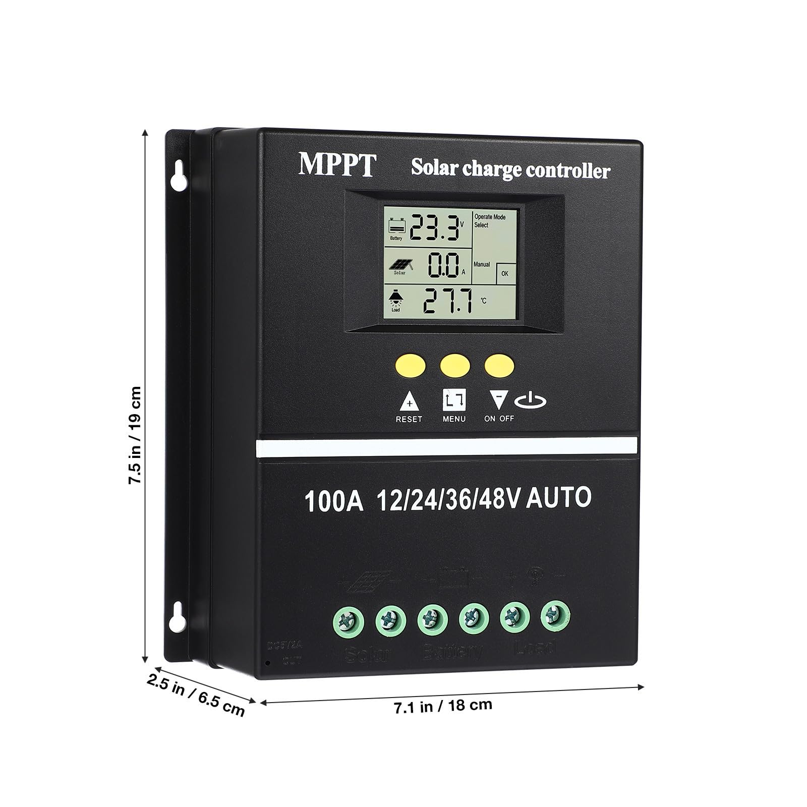 Negro Controlador de Carga Solar Mppt 48v 12v 36v 24v 100a