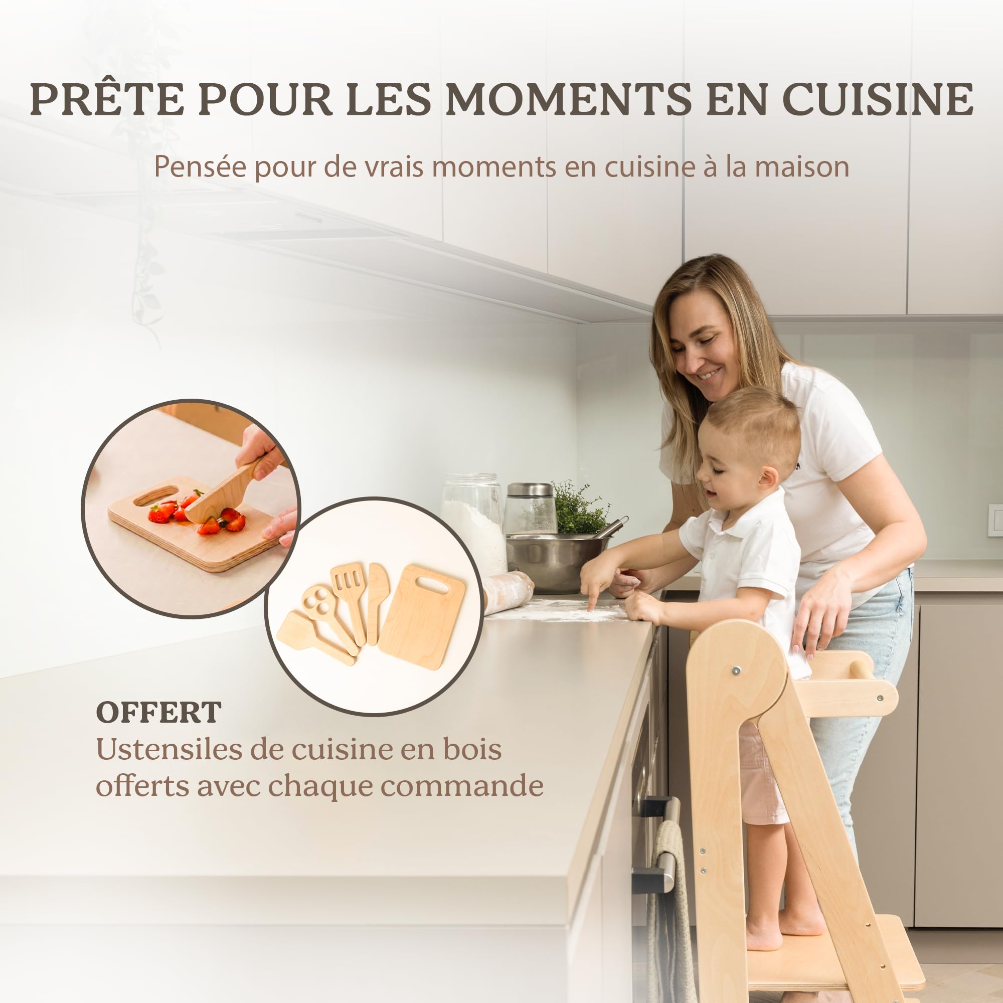 Tour Montessori Pliable Observation Enfant Bois Naturel