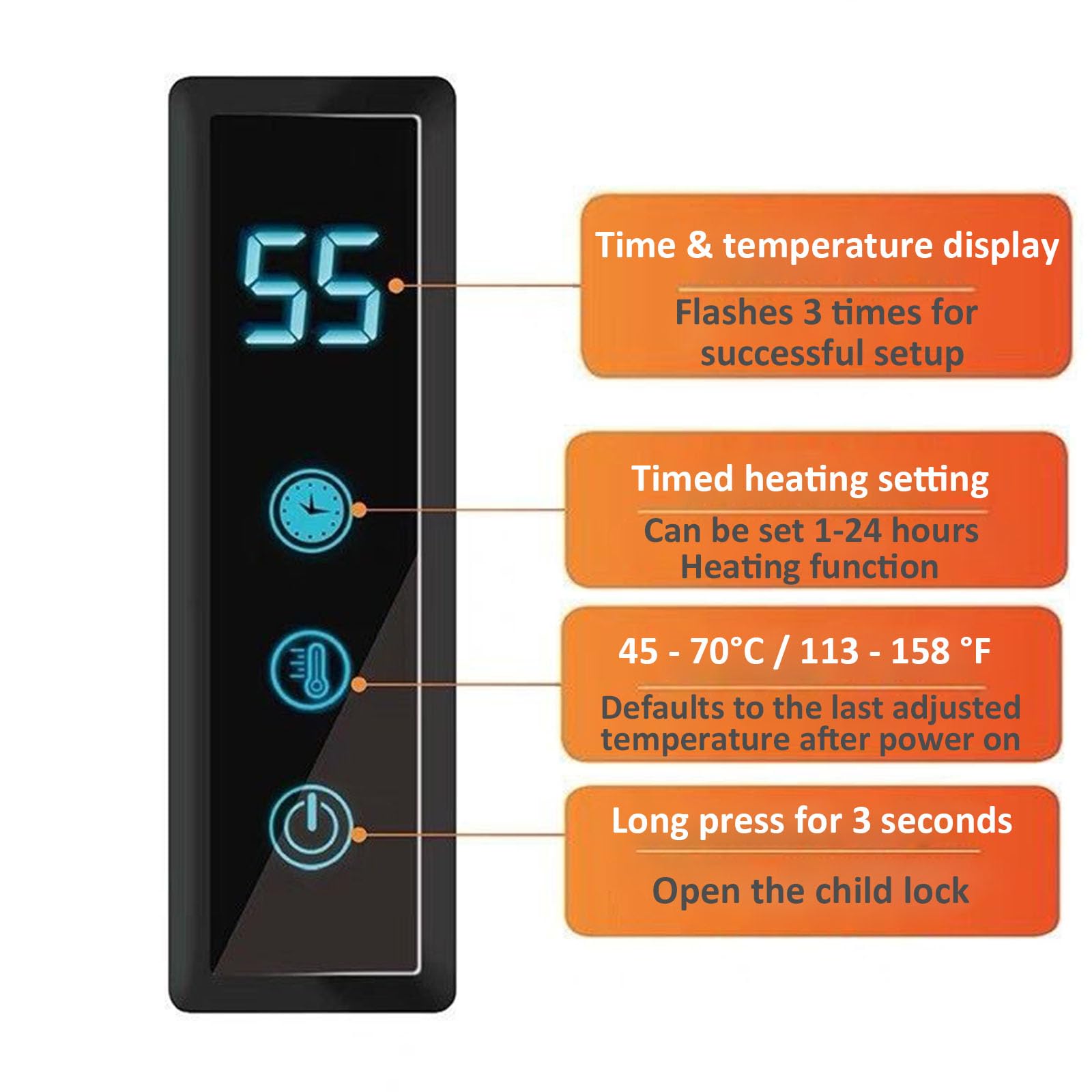 Toallero calefactado de acero inoxidable – Estante de secado de radiador eléctrico montado en la pared, acabado negro con estante superior, perfecto para uso en el baño, diseño que ahorra espacio