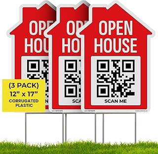 12'' x 17'' Open House Signs for Real Estate (3-Pack)