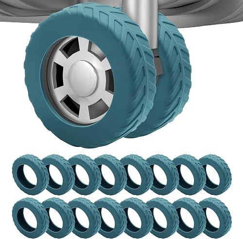 Collection liuyewen Silicone Suitcase Cover, Lake Blue, 16Pcs, Luggage Wheel Covers
