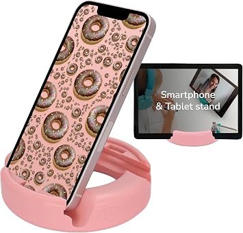 GoDonut Original Phone and Tablet Stand Compatible with Devices UP to 0.5" Thick Including Protective Cases - for use at Work, at Home, Travel and on-the-go - Pink - Made in USA