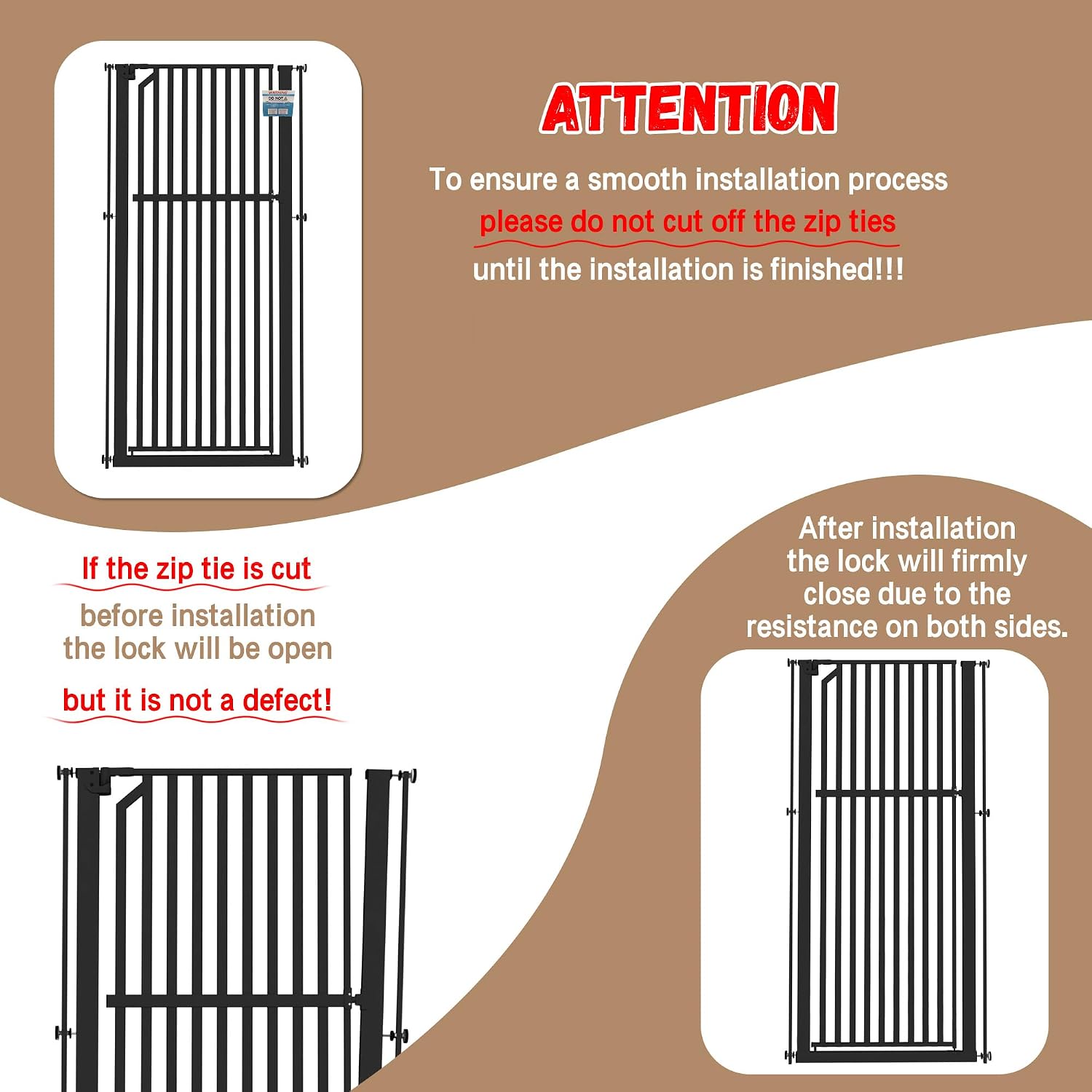63" Extra Tall Cat Gate, 30"-33.9" Width Adjustable Dog Gate, Auto-Close, Pressure Mounted Metal Pet Gate for Doorway Stairway Kitchen (Black)