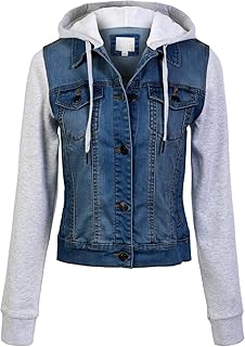 Design by Olivia Women's Classic Casual Hooded Denim Jacket
