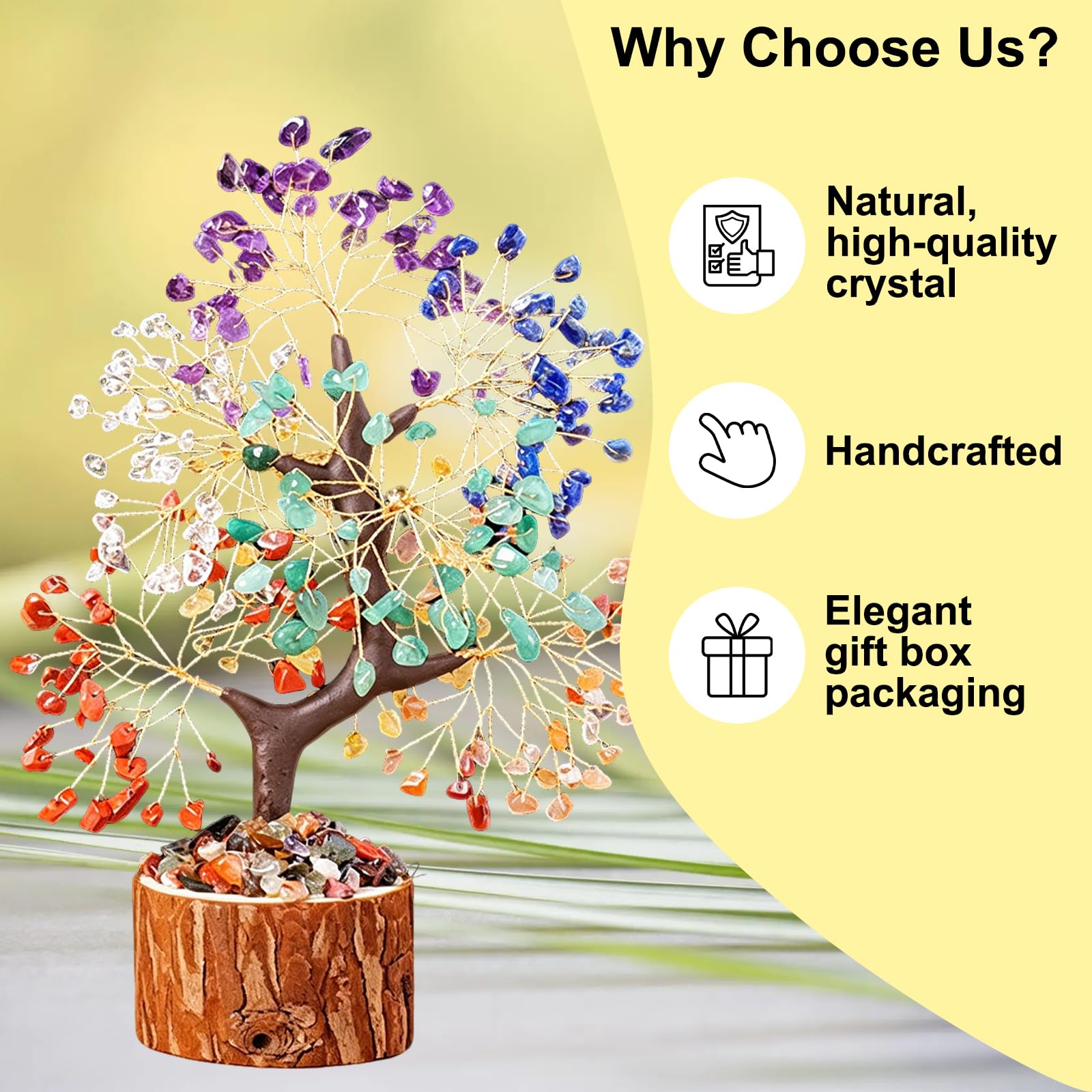 Árbol de Cristal de los 7 Chakras, Arbol de La Vida, Decoracion Hogar, Cristales Curativos, Adornos de Bonsái para Decoración, Adornos de Cristal, Regalo de Inauguración de Casa