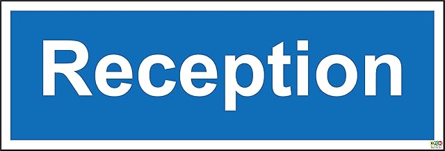 Construction site Safety Reception Safety Sign - 1.2mm Rigid Plastic 300mm x 100mm