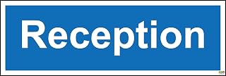 Construction site Safety Reception Safety Sign - 1.2mm Rigid Plastic 300mm x 100mm