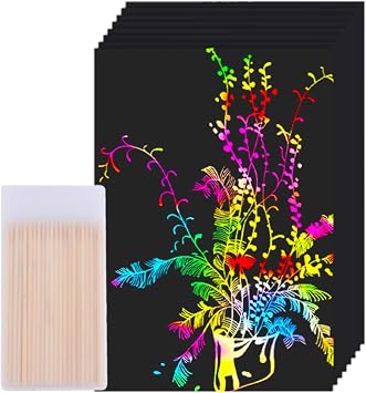 Cityrosy 60 Pcs Scratch Art Rainbow Sets Magic Crafts Supplies Kits