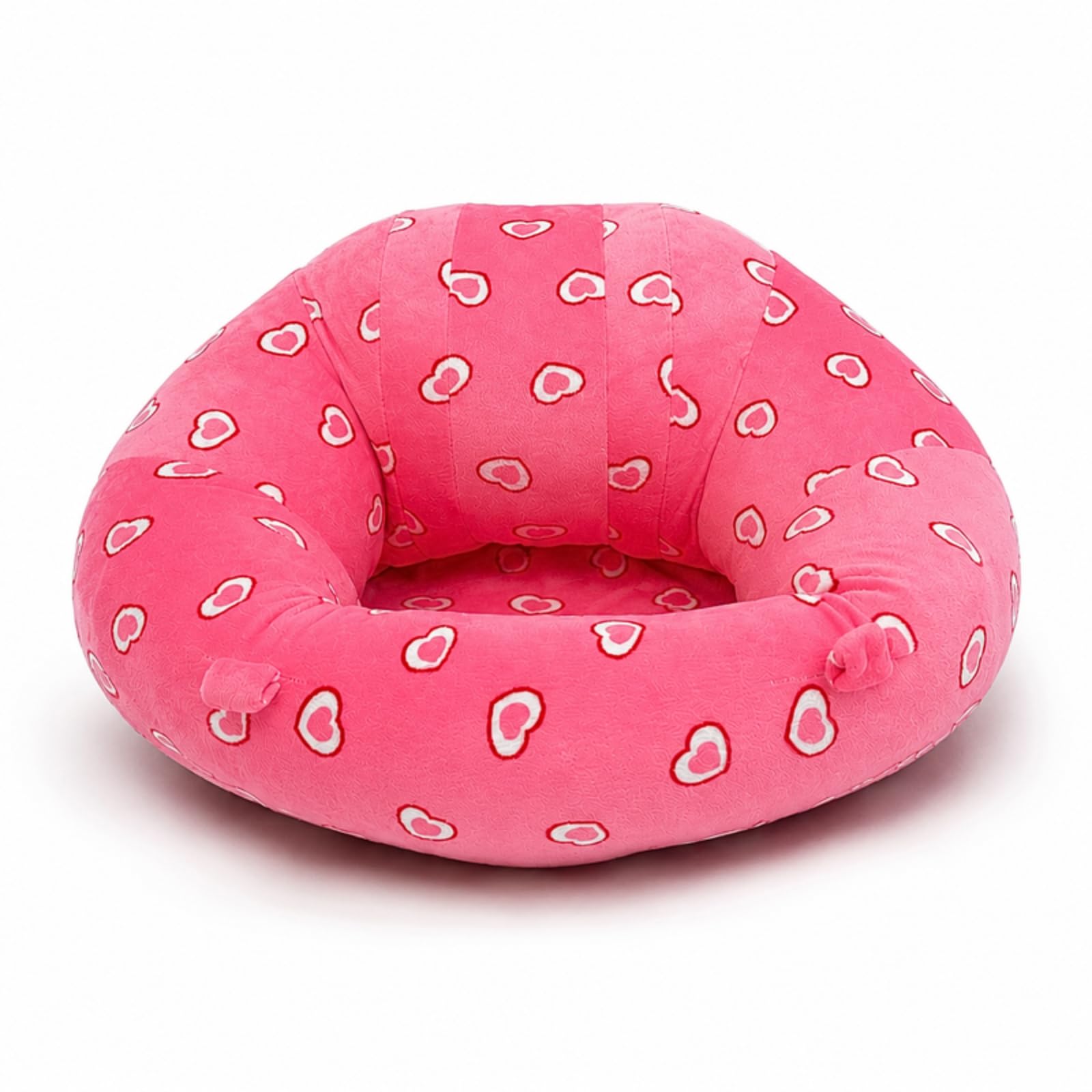 Baby Support Sofa Seat Plush Chair with Pink Heart Print Design | Soft Infant Sitting Support Seat for 6-24 Months | Gift for Baby Boys, Girls & Kids-image-10