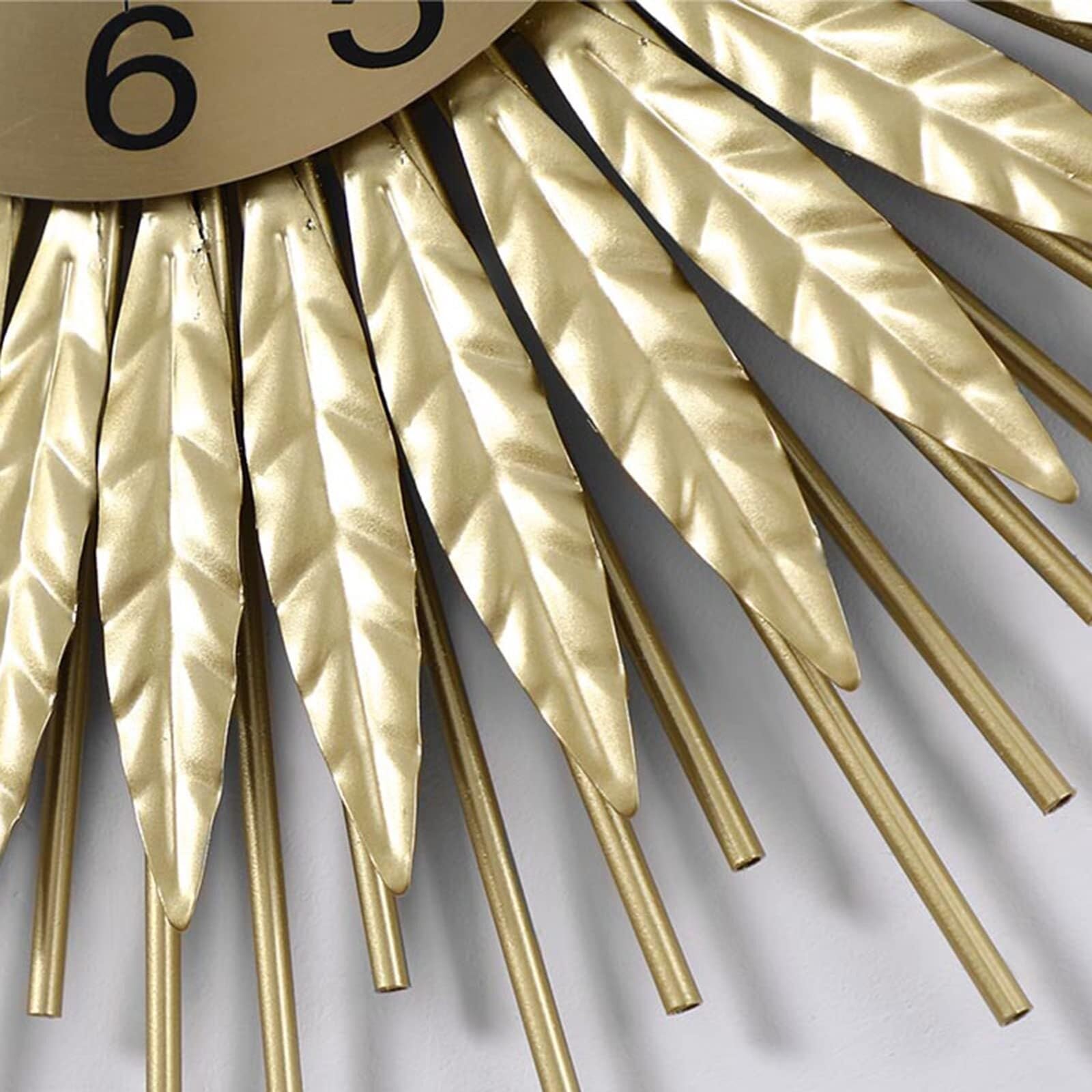 Ginkgo - Reloj de pared con diseño de hojas, moderno y silencioso, decoración de metal para sala de estar, cafetería, restaurante, 27.5 pulgadas