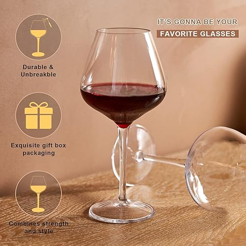 Miniatura 7 de MICHLEY Copas de vino flotantes para piscina, 18 onzas, irrompibles de plástico Tritan con tallo de vino tinto, ideales para playa, bar, camping,