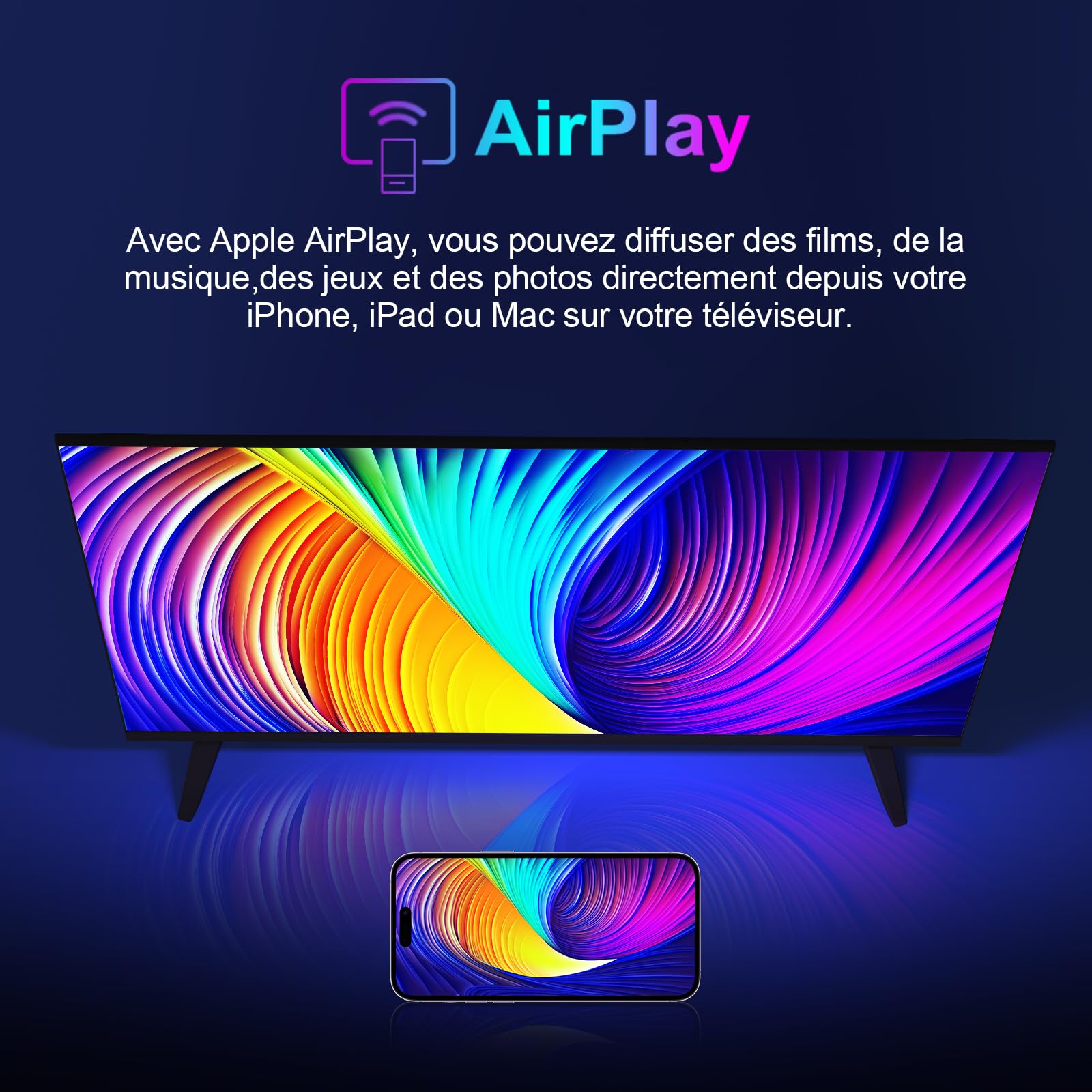 HKC Smart TV 32 Pouces (80 cm) FHD, sans Bord Connectée Télévision avec WiFi, App Store, Triple Tuner(DVB-T/T2, DVB-C, DVB-S/S2), AirPlay (H32N1F-V, 2026)